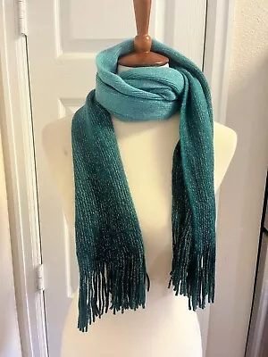 Cejon Scarf Two Toned Teal To Green With Gold Sparkle Throughout 10 X 83  • $19.99