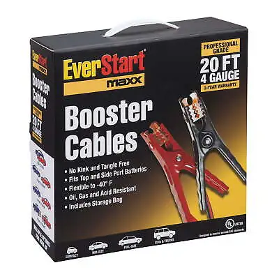 Everstart 20 Foot 4 Gauge Automotive Booster Cables Jumper Cables • $24.19