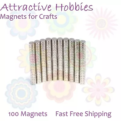 100 Magnets - 3x1mm Tiny Super Strong Neodymium Discs DIY Fridge Craft Hobbies • £5.49