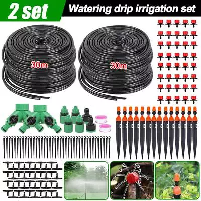 60M Auto Irrigation System Kit Drip Timer Micro Sprinkler Garden Watering UK NEW • £17.99