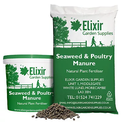 Natural & Organic Seaweed & Chicken Poultry Manure Mix Plant Fertiliser Pellets • £10.99