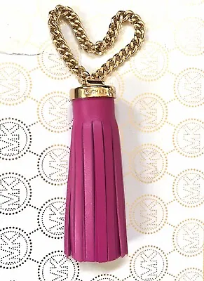 Michael Kors Gold Hardware Wild Berry Pink Leather Tassel Handbag Fob Charm New • $25.49