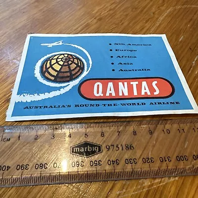 QANTAS 1960s Vintage Luggage Paper Label Unused  • $7.72