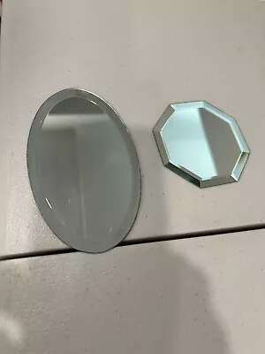 2 BEVELED MIRROR DISPLAYS FOR CRYSTALS - OVAL/OCTAGON - Great Condition • $8.95
