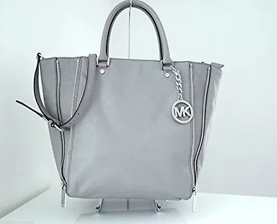 New Michael Kors Newman Ash Gray Leather Large Toteshoulder Bagcrossbody • $398.99