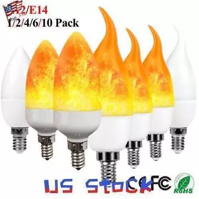 E12 E14 LED Flicker Flame Lamp Light Burning Fire Effect Candle Bulb Lighting US • $11.29