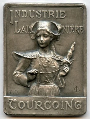 $50 • Buy France Tourcoing Wool Industry Award Silver Art Medal By Desaide 44x33mm 31gr !!