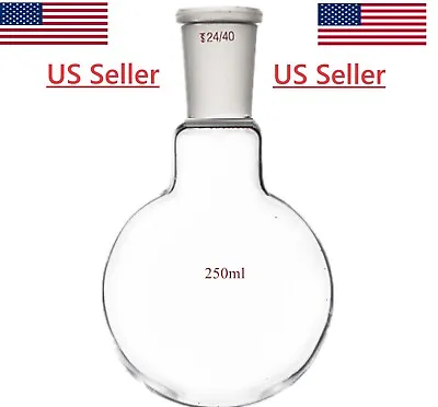 Single Neck 250ml 24/40Round Bottom Glass Flask 1 NeckLab Boiling Bottle USA • $13.49