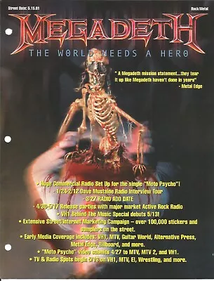 MEGADETH Rare VINTAGE 2001 DOUBLE SIDED PROMO TRADE AD Poster For World CD MINT • $24.99