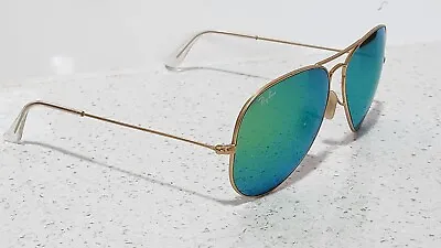 Genuine Mens Ray Ban Rb3035 Gold Aviator Large Metal Green Mirrored  Sunglasses • $139.99
