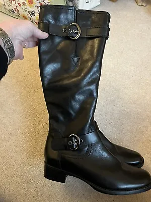 Cara London Ladies Fuji Double Buckle Black Leather Boots 38 (UK 5) • £30
