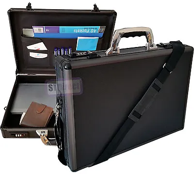 £59.97 • Buy Pro Black Aluminium Laptop Padded Briefcase Attache Case Hard Carry Flight Bag