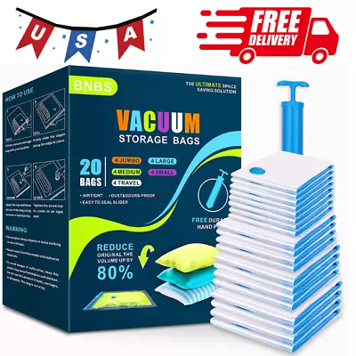 $25.99 • Buy Vacuum Storage Bags 20 Pack Space Saver Travel Bags For Clothes Vacum Sealer Bag