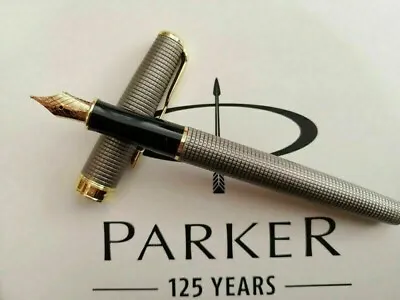 Good Silver Grid Parker Sonnet Series Fine(F) Nib Fountain Pen With Box • $17.99