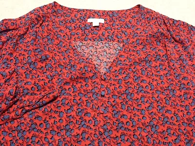 J.Jill Womens 2X Plus Shirt Long Sleeve Button-Up Multicolor Floral V-Neck Rayon • $17.50