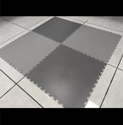 Garage PVC Heavy Duty Interlocking Floor Tiles 7mm Light Grey / Dark Grey - BGE • £7.50