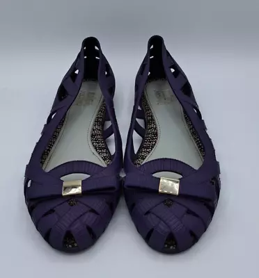 Melissa + Jason Wu Jelly Shoes Cutout Accent Flats With Bow Size 8 Purple • $40