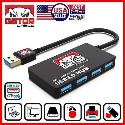 USB 3.0 Hub 4-Port Adapter Charger Data Super Speed For PC Mac Laptop Desktop • $7.99