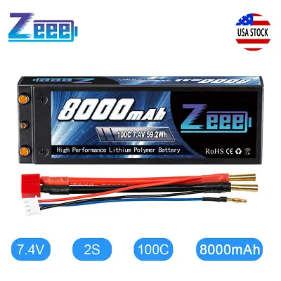 $39.99 • Buy Zeee 8000mAh 100C 7.4V 2S LiPo Battery Hardcase Dean Plug For RC Car Truck Buggy