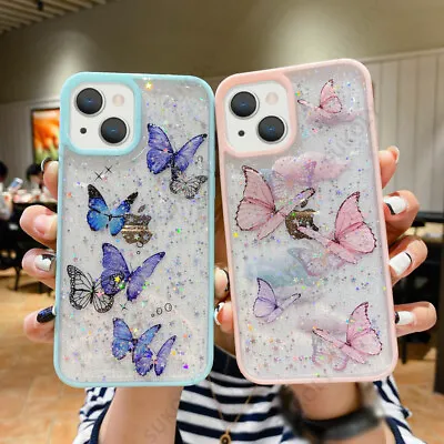 $6.15 • Buy For IPhone 14 13 12 11 Pro Max XR XS 7 8 Glitter Butterfly Clear Soft Case Cover