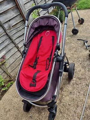 ICandy Bright Red 'Strawberry' 2 In 1 Pram Set With Accessories Inc. Parasol • £100