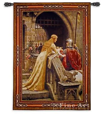 Medieval TAPESTRY Knight Lady GODSPEED Leighton - BS 31 X40  • $121