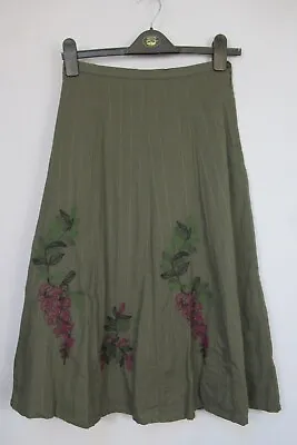 New Laura Ashley Herb Green Embroidered Midi Skirt Size 8 - 18 • £11.99