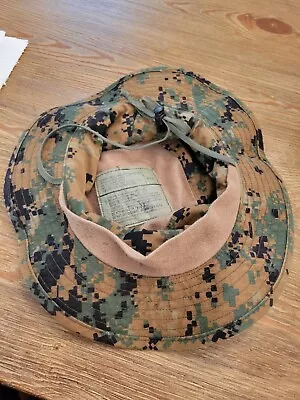 USMC MARINE Issue Cover Field Boonie Hat Woodland Digital Marpat Size Medium • $15.95