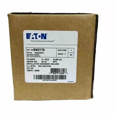 Eaton BW2175 Circuit Breaker  175 Amp 2-Pole Bolt-On Type New I’m Box Eaton • $165