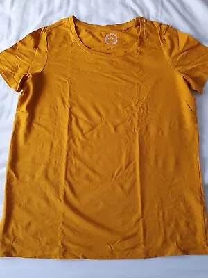 Women's NEXT Yellow Ochre Short Sleeve Top Size 8 Mustard Round Neck Basic • £2.30