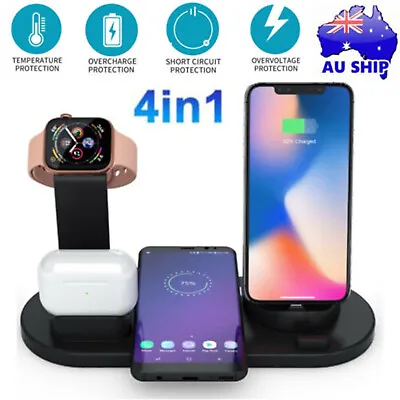 4 In 1 Wireless Charger Dock Charging Station For Apple Watch IPhone 15 14 13 12 • $19.85