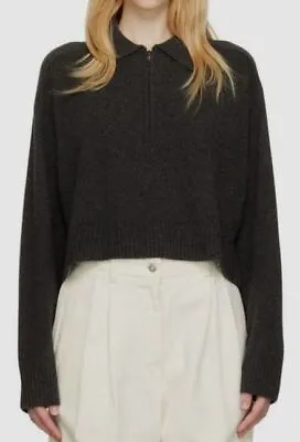 $325 LouLou Studio Women's Gray Yak/Wool Point-Collar Half-Zip Sweater Size S • $103.98