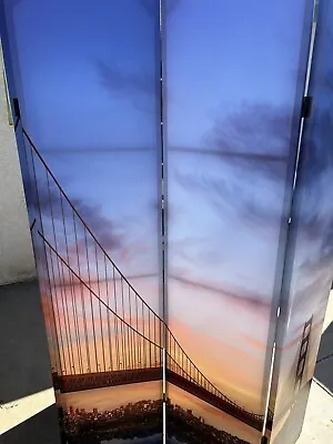 Golden Gate Bridge Room Divider 4 Panel Wood • $75