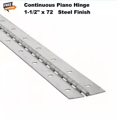 Continuous Piano Hinge  1-1/2  X 72    Steel Finish  Nonremovable Pin • $34.97