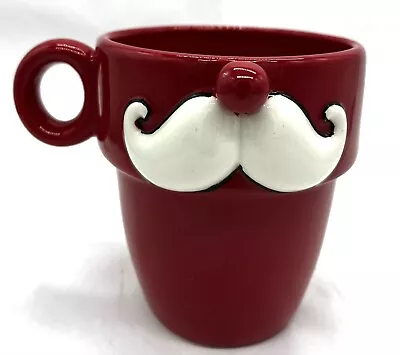 Christmas Santa Claus 3D Mustache Nose Red Coffee Mug 12 OZ Grasslands Road • $22