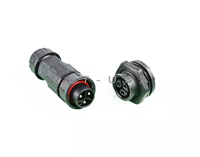 Waterproof Connector LLT-USA M19 IP67 3 Pin Front Panel Mount Female Male Plug • $13.99