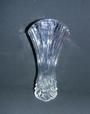 Mikasa Flores 8  Clear Flower Floral Vase Flared Fan Shape Sweeping Swirl Cut • $18