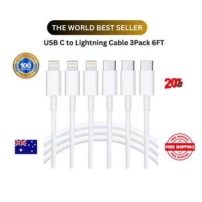 $18.69 • Buy USB C To Lightning Cable 3Pack 6FT [Apple Mfi Certified] Iphone Fast Charger Cab