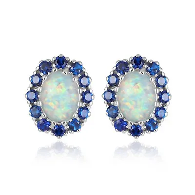 Gemstone White Fire Opal Stud Silver Earrings 925 Silver Women Jewelry • $3.99