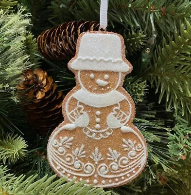 Burton + BURTON Gingerbread Cookie SNOWMAN Christmas Sugar Icing Ornament NWT • $13.60