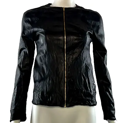 T ALEXANDER WANG Black Classic Zipper Leather Jacket XS • $100