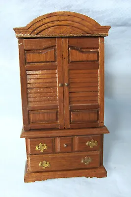 DOLLHOUSE FURNITURE 1:12 Armoire Honey Pine Bed Room Wood Working Drawers (A1) • $24.95