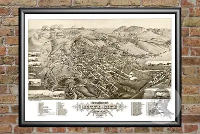 Old Map Of Butte City MT From 1884 - Vintage Montana Art Historic Decor • $59.99
