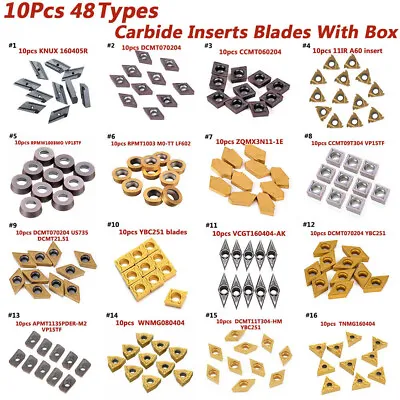 10pcs 48 Types CNC Carbide Tips Inserts Blade Cutter Lathe Turning Tool XY • £15.22