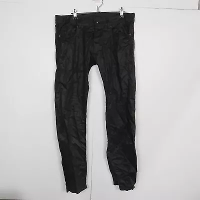 H&M Mens Jeans Size 34 (W34 X L31) Black Slim Fit Low Rise Waxed Black Denim • $54