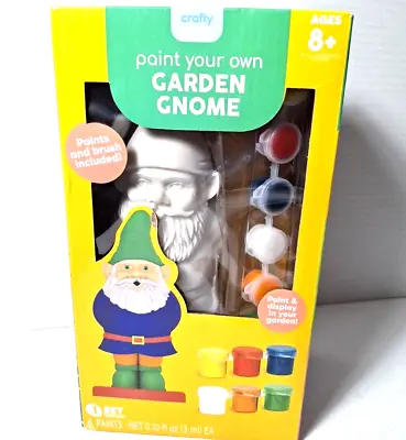 Paint Your Own Garden Gnome Crafty Crew 6 Paint Colors Brush Included • £12.30