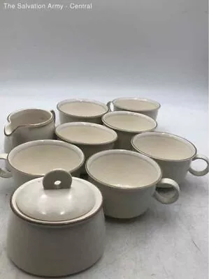 Mikasa CN118 Cera Stone Ceramic Claridge Creamer Sugar Bowl & Cups Set • $9.99