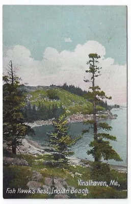 Vinalhaven Maine Vintage Postcard View Of Fish Hawk's Nest Indian Beach 1907 • $2