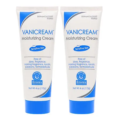 2 X Vanicream • Moisturizing Skin Cream For Sensitive Skin • 4 Oz •  AUTHENTIC • $16.95