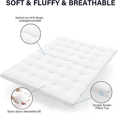 Extra Thick Mattress Topper King  1000 GSM Down Fill Organic Cotton Cooling ... • $32.48